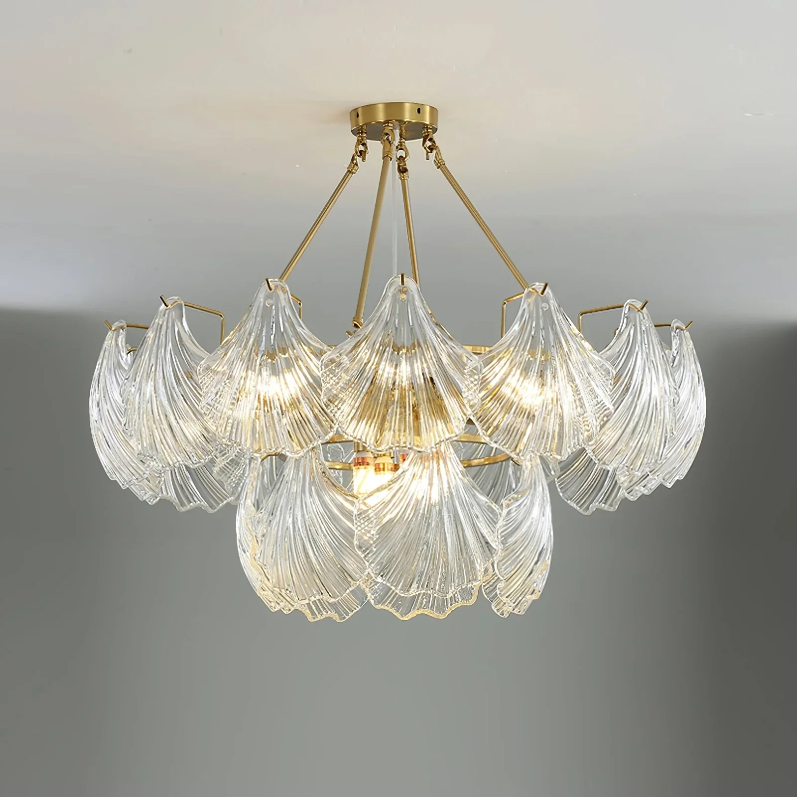 Ribbed Glass Shell Pendant Chandelier - Image 32
