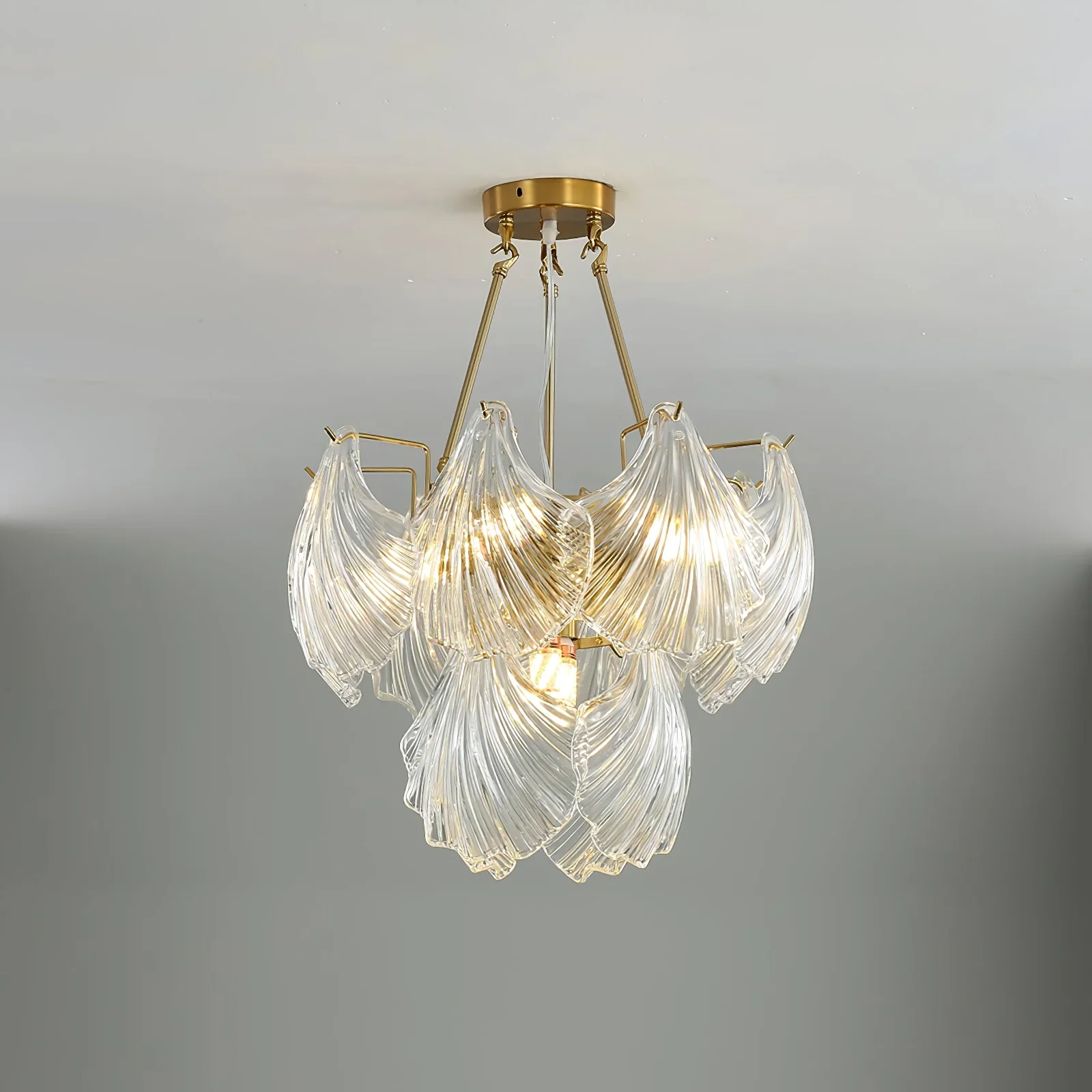 Ribbed Glass Shell Pendant Chandelier - Image 33