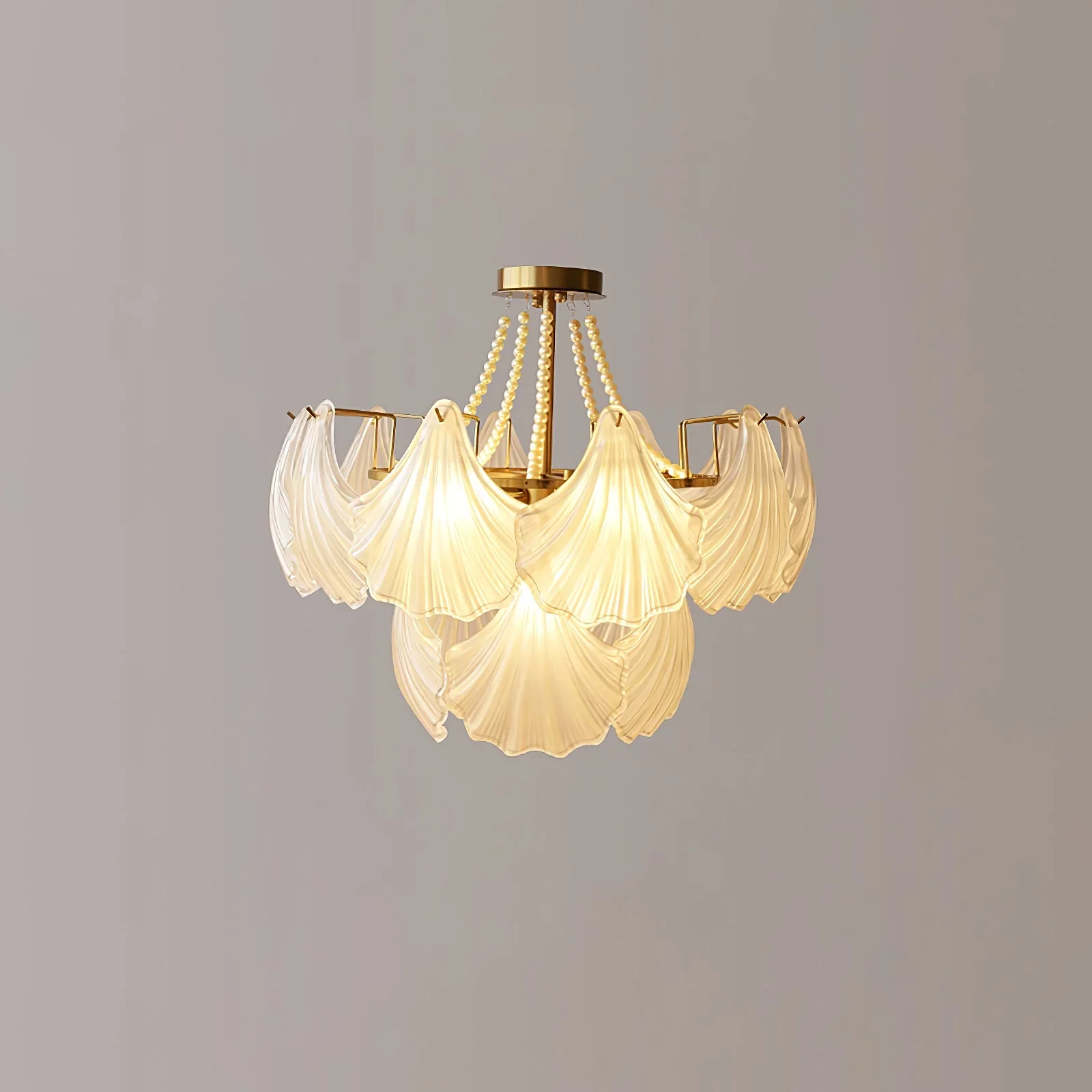 Ribbed Glass Shell Pendant Chandelier - Image 34