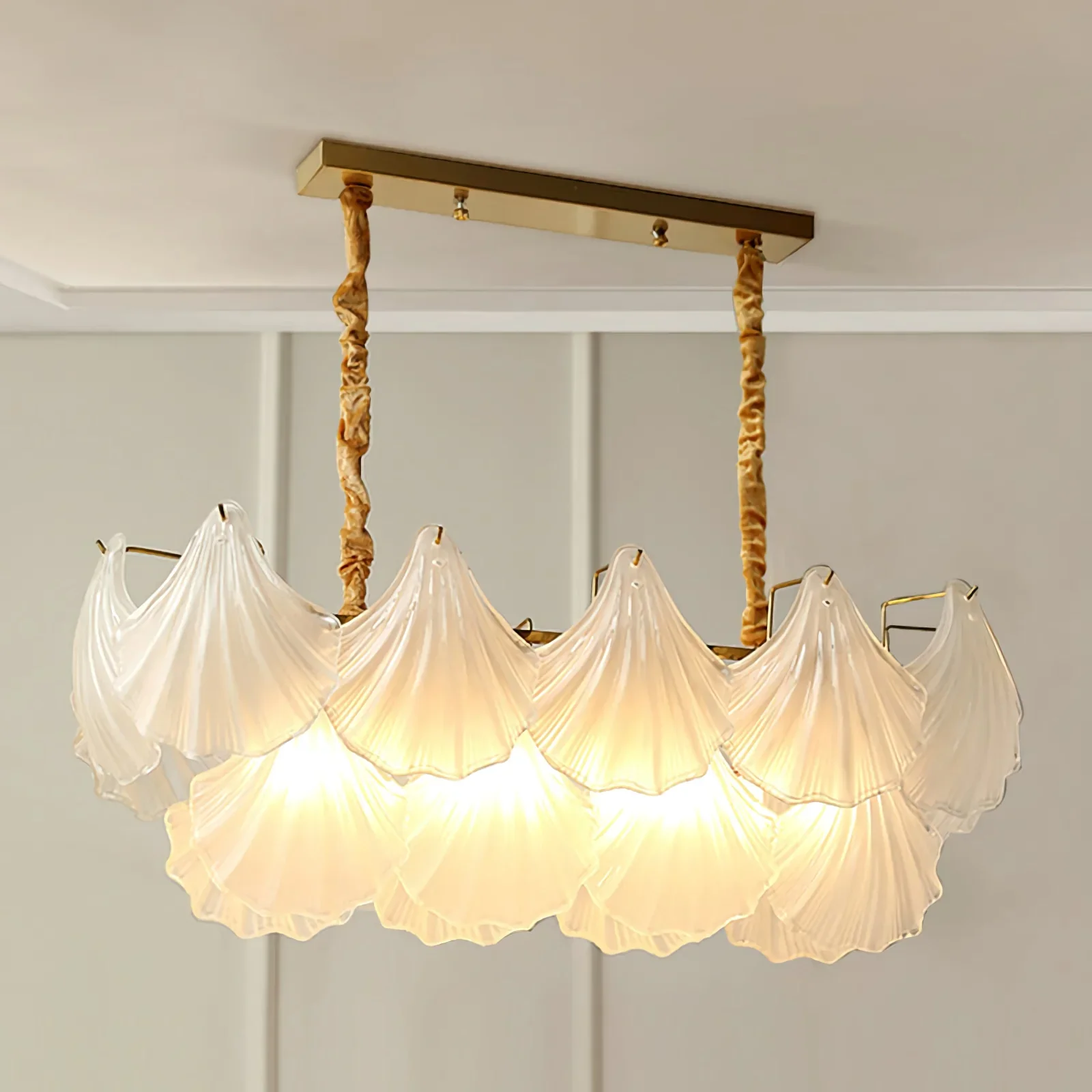Ribbed Glass Shell Pendant Chandelier - Image 8