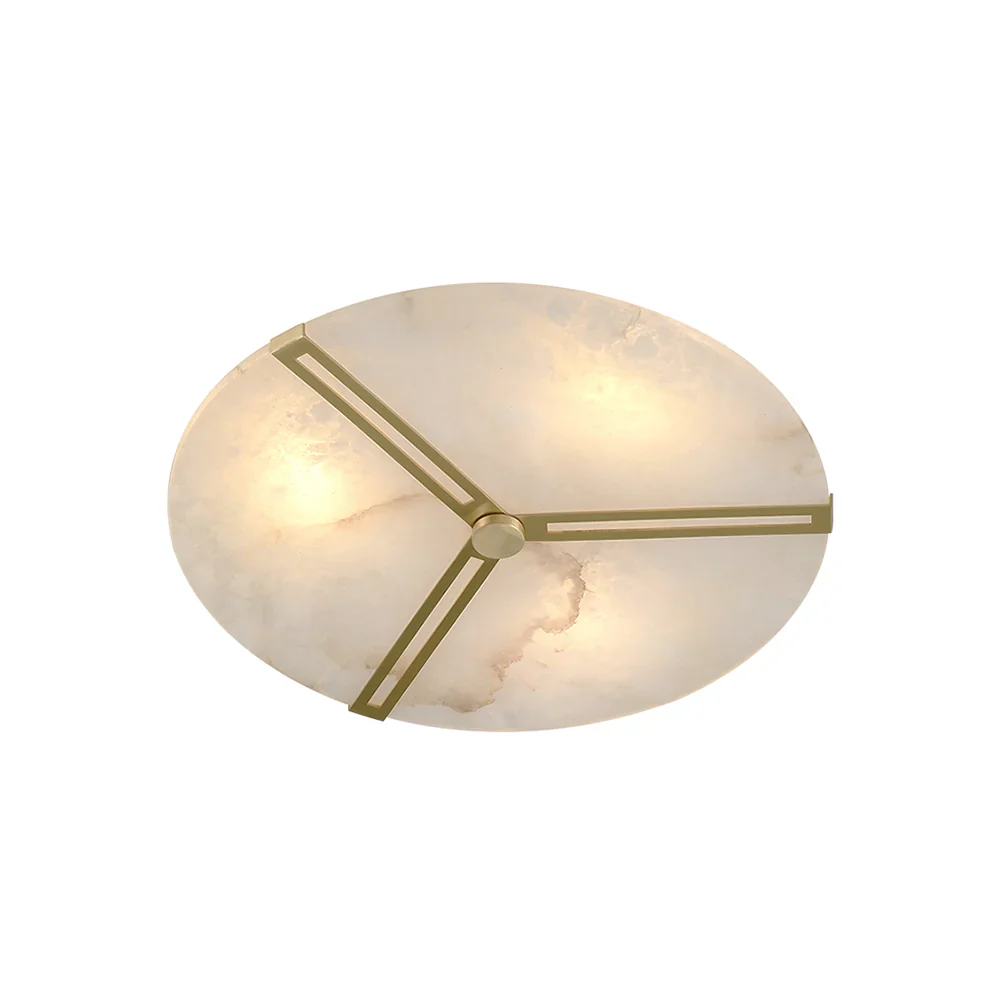Round Copper Alabaster Ceiling Light