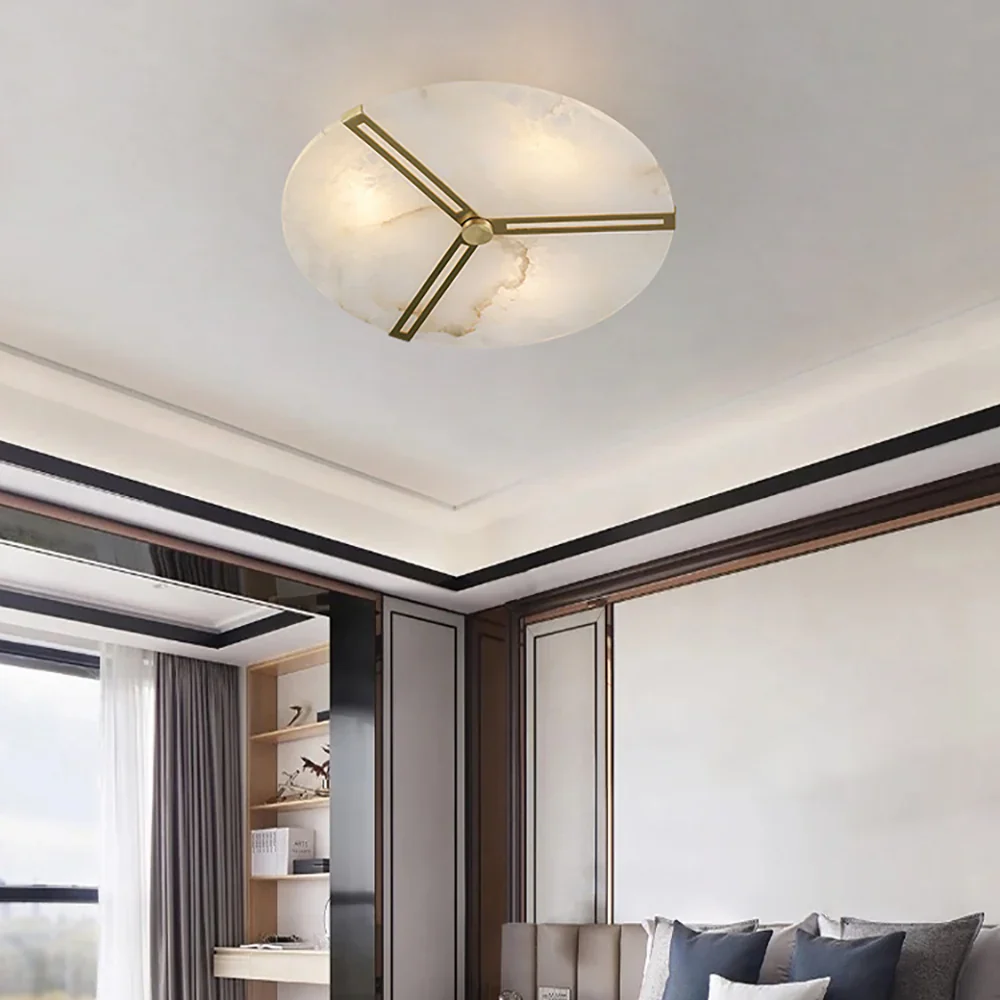 Round Copper Alabaster Ceiling Light - Image 2