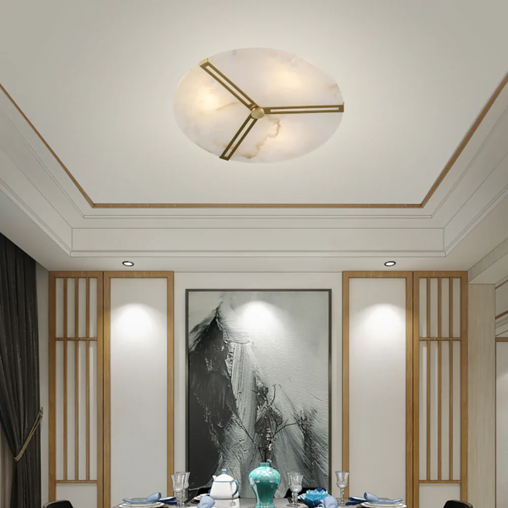 Round Copper Alabaster Ceiling Light - Image 3