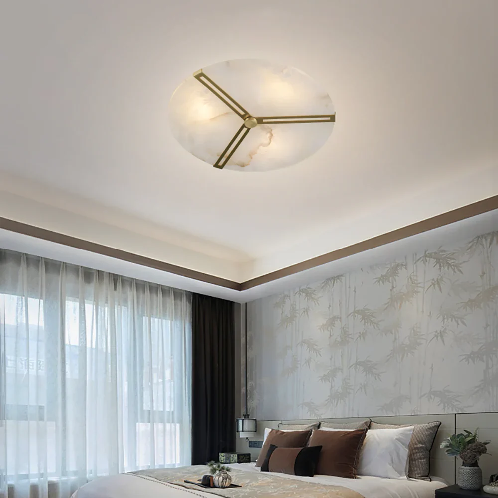 Round Copper Alabaster Ceiling Light - Image 5