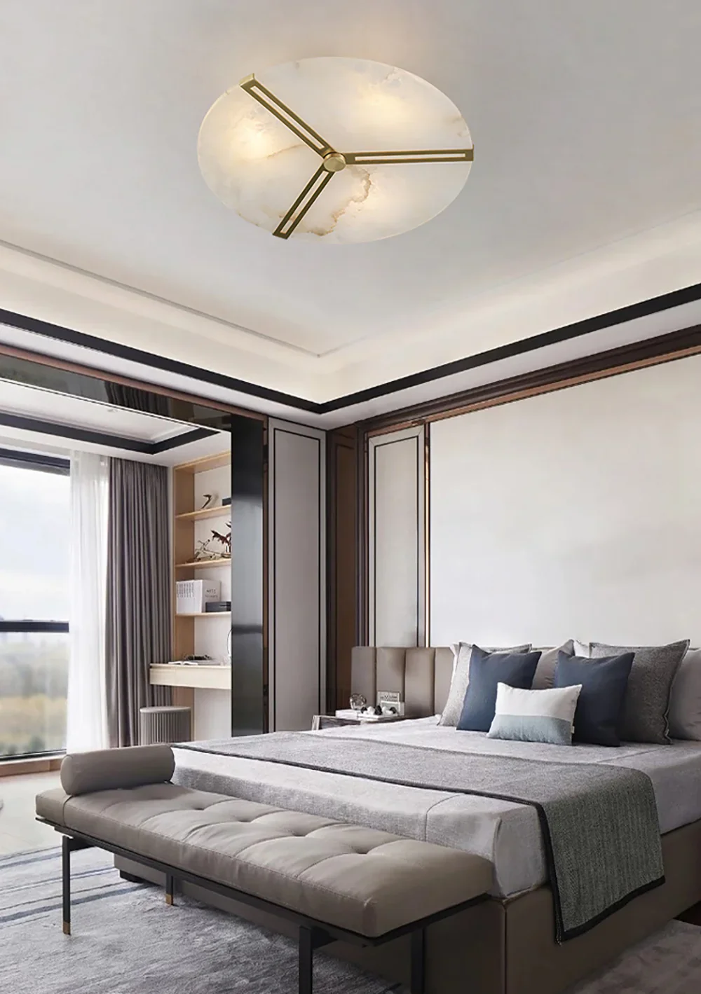 Round Copper Alabaster Ceiling Light - Image 6