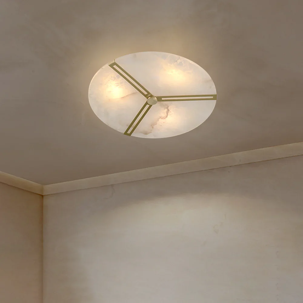 Round Copper Alabaster Ceiling Light - Image 7