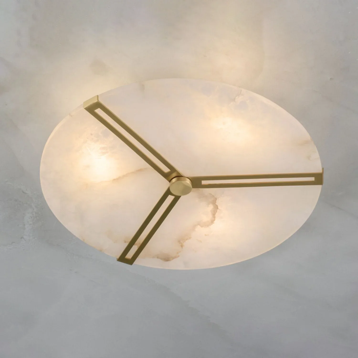 Round Copper Alabaster Ceiling Light - Image 9
