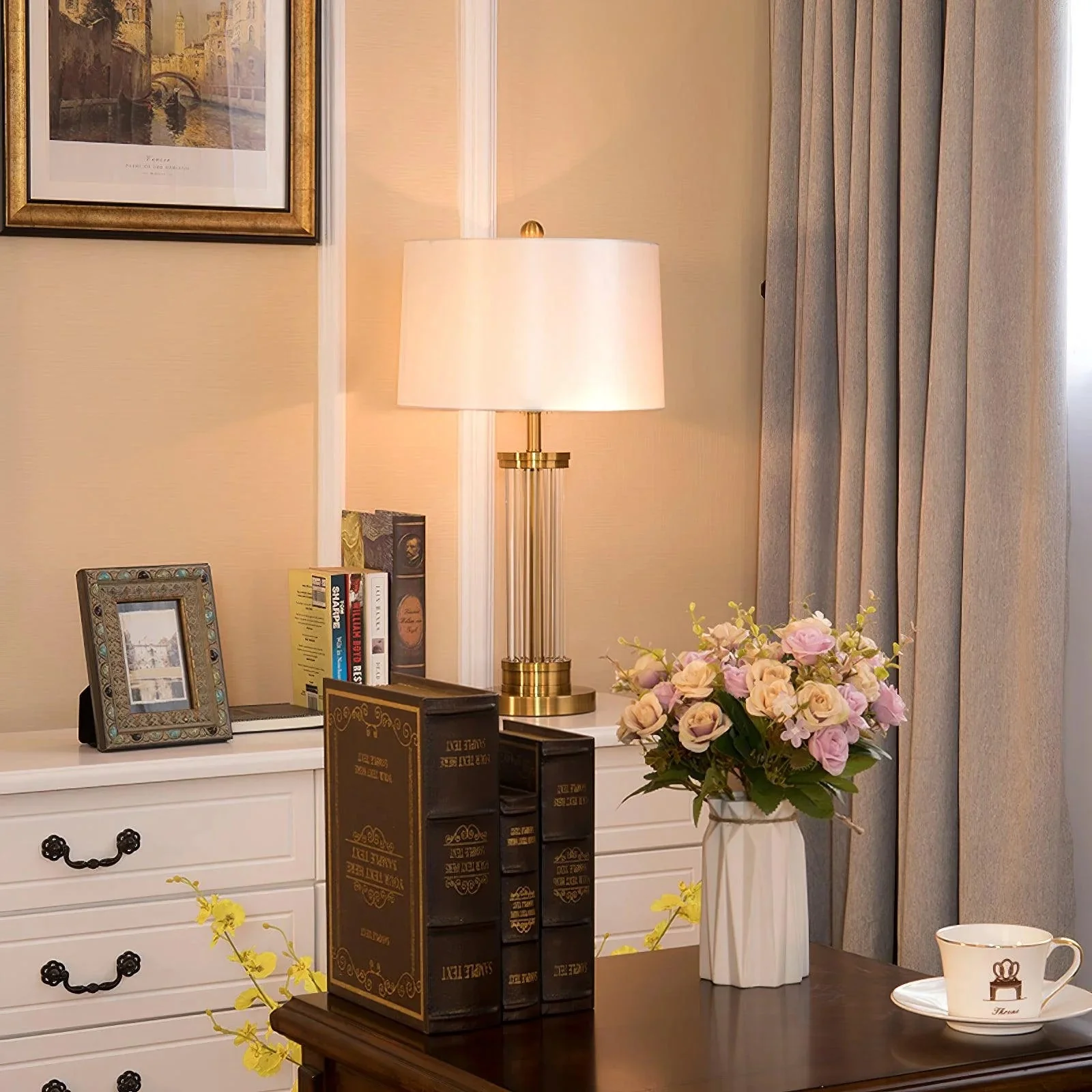 Round Metal Glass Table Lamp - Image 2