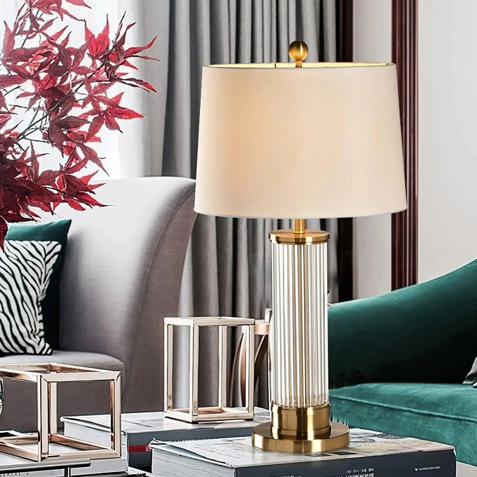 Round Metal Glass Table Lamp - Image 3