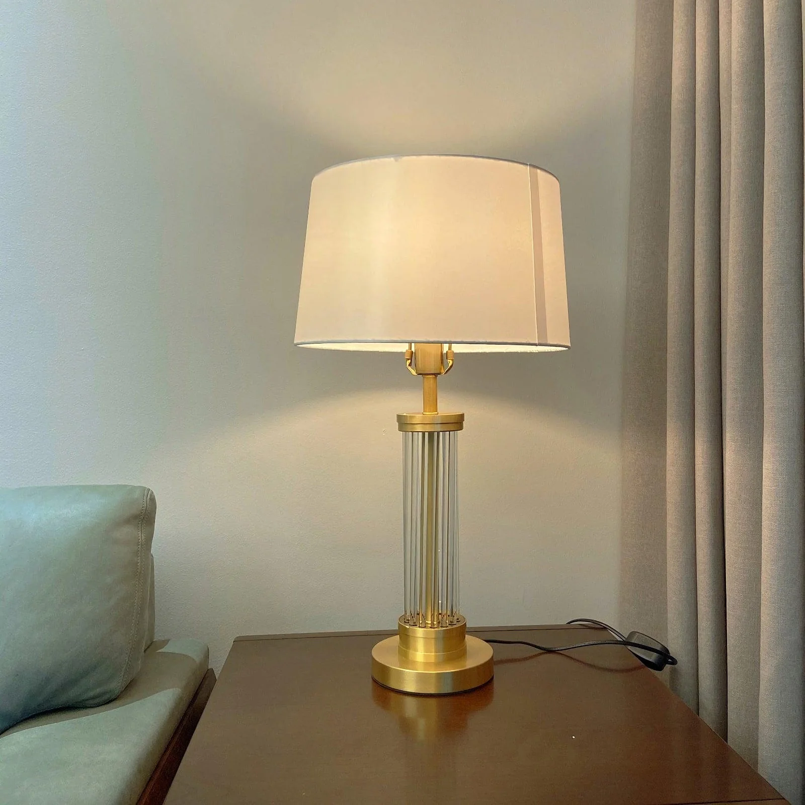Round Metal Glass Table Lamp - Image 4