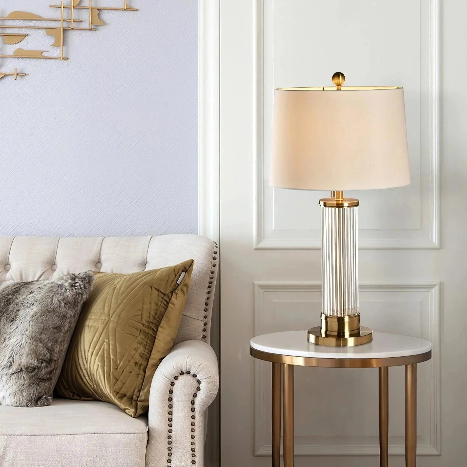 Round Metal Glass Table Lamp - Image 5