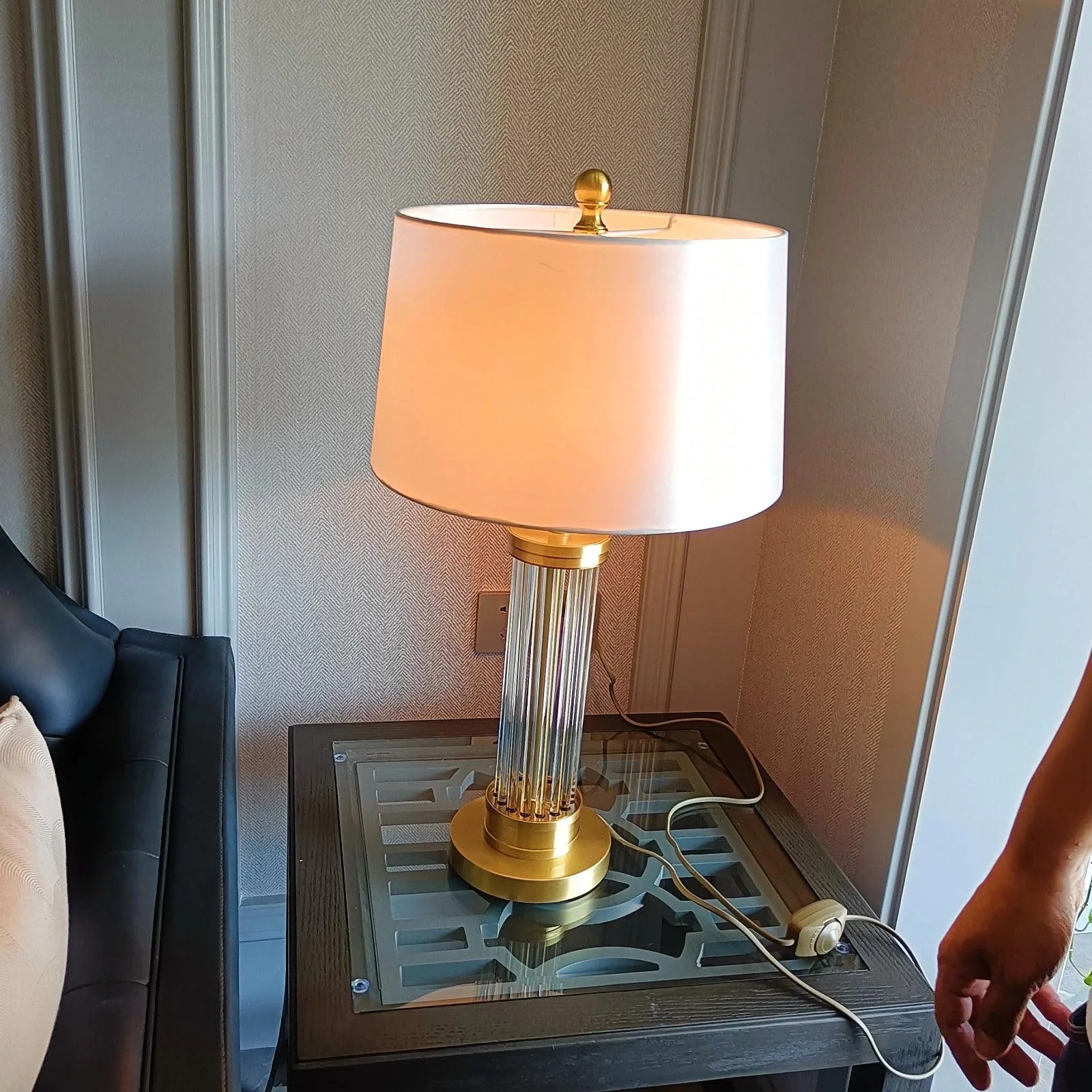 Round Metal Glass Table Lamp - Image 6