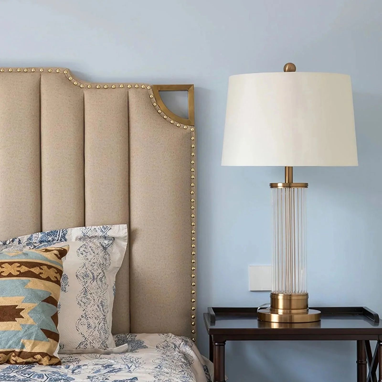Round Metal Glass Table Lamp - Image 7