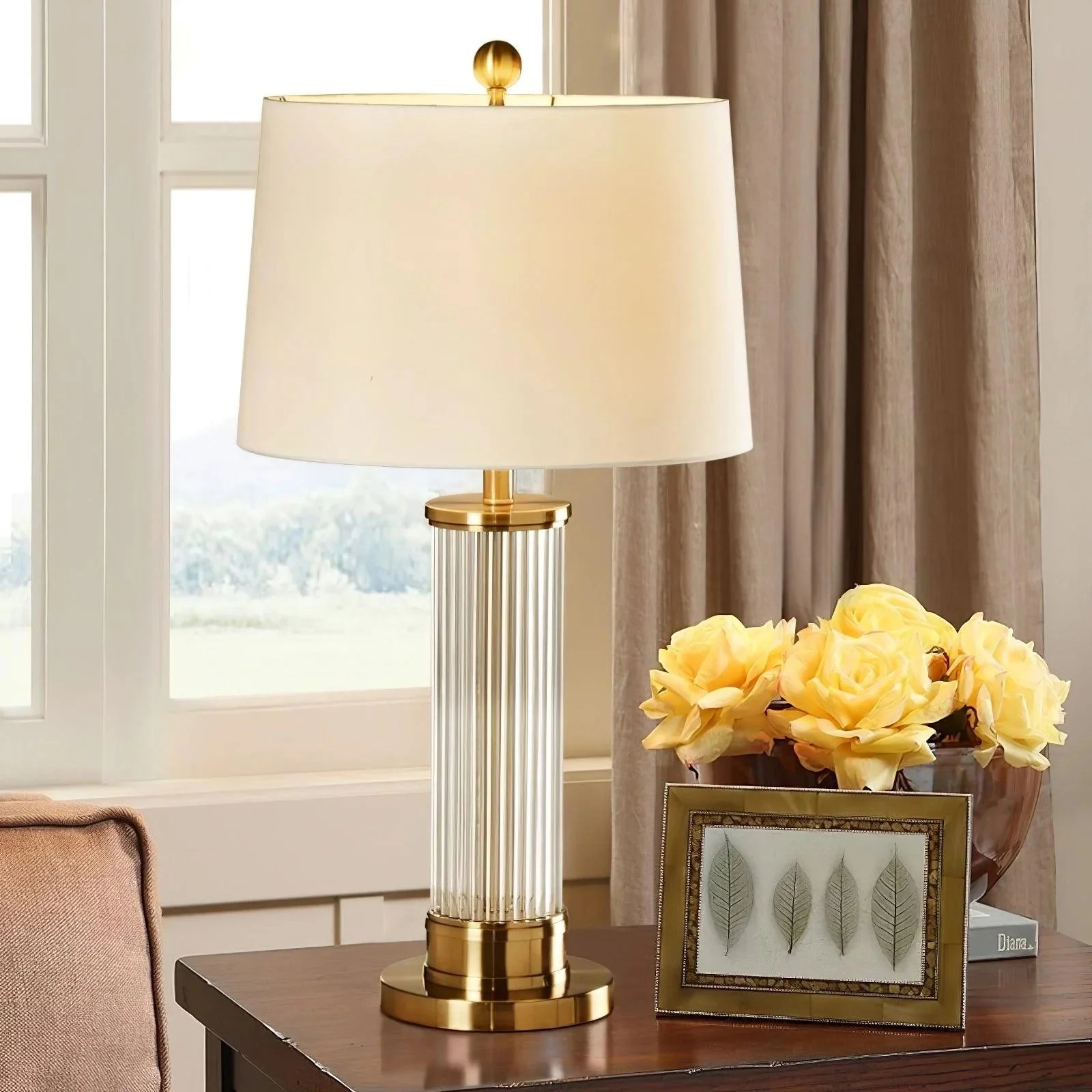 Round Metal Glass Table Lamp - Image 8