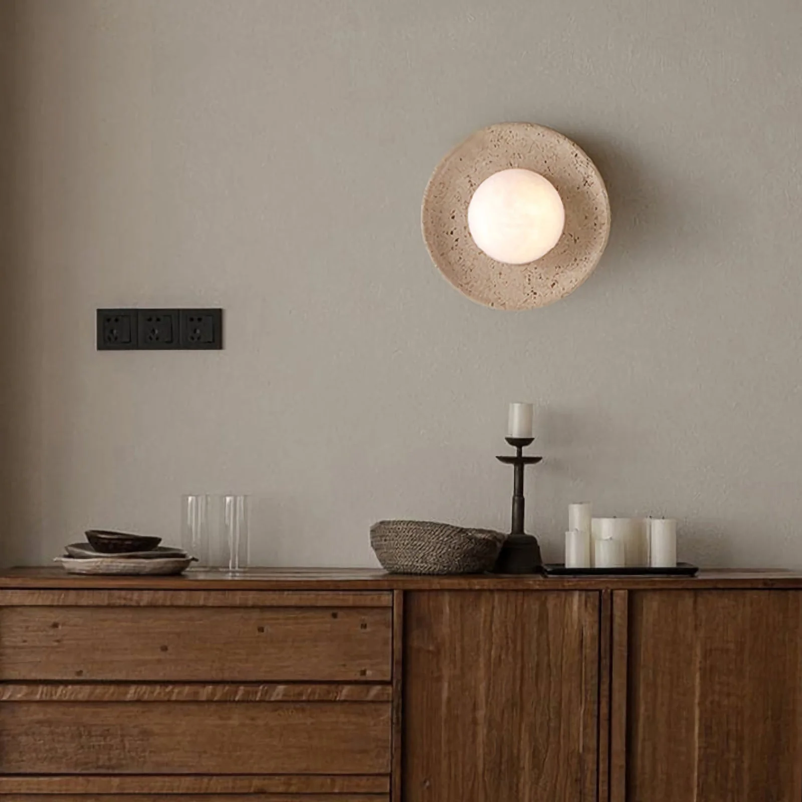Round Travertine Wall Lamp - Image 10