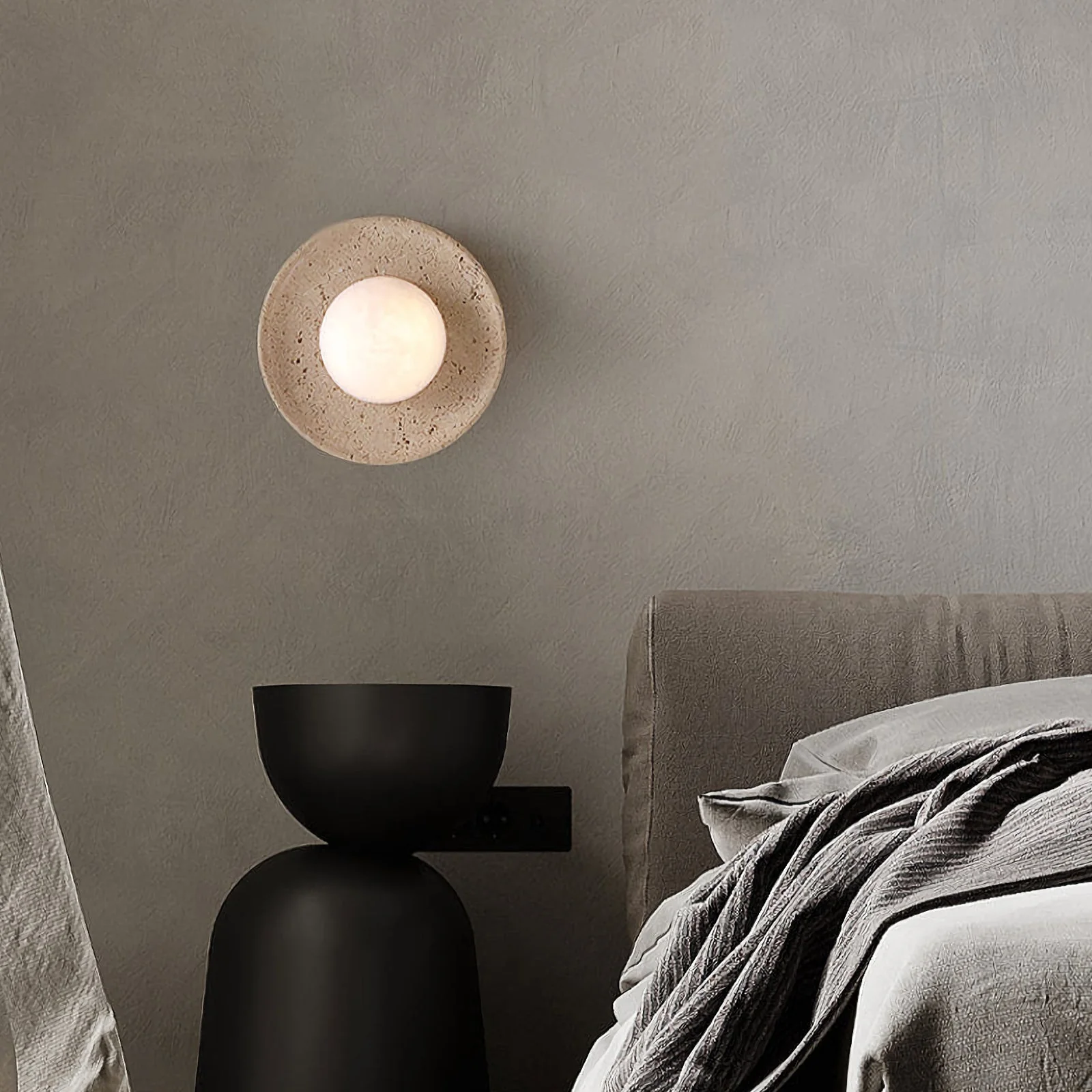 Round Travertine Wall Lamp - Image 3