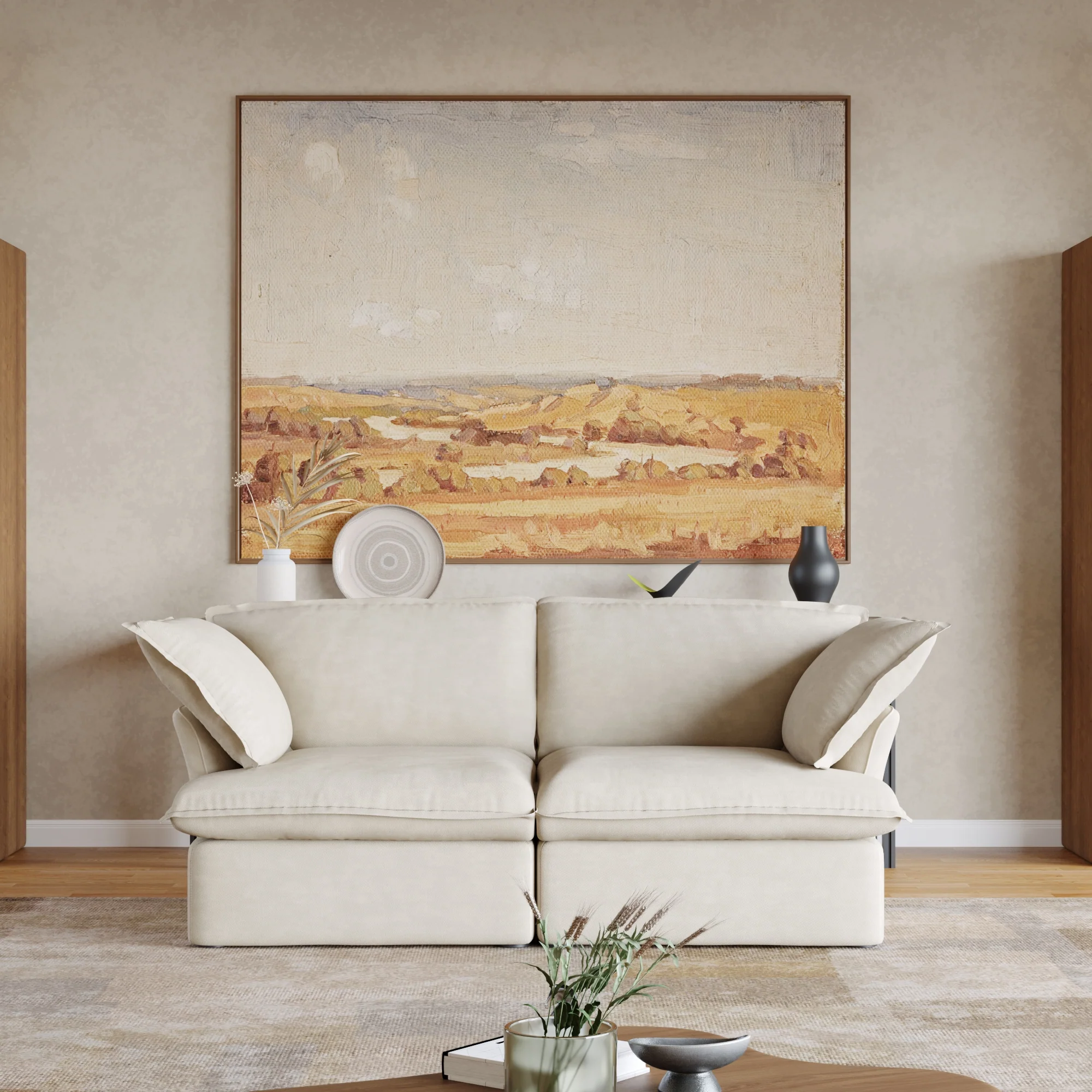 Sabi Modular Boucle Cloud Sofa - Beige - 2-Seater Sofa - Image 2