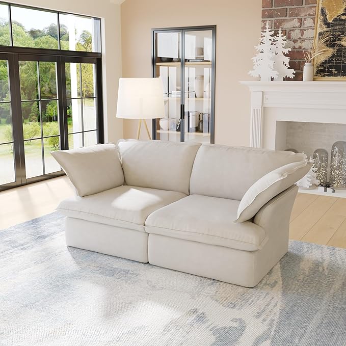 Sabi Modular Boucle Cloud Sofa - Beige - 2-Seater Sofa - Image 3