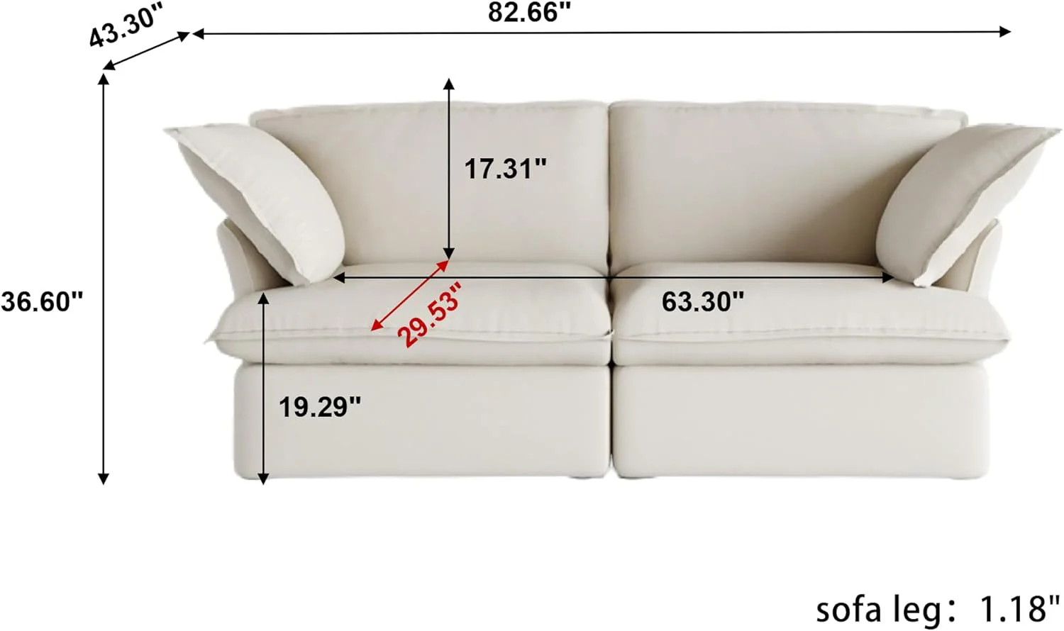 Sabi Modular Boucle Cloud Sofa - Beige - 2-Seater Sofa - Image 6
