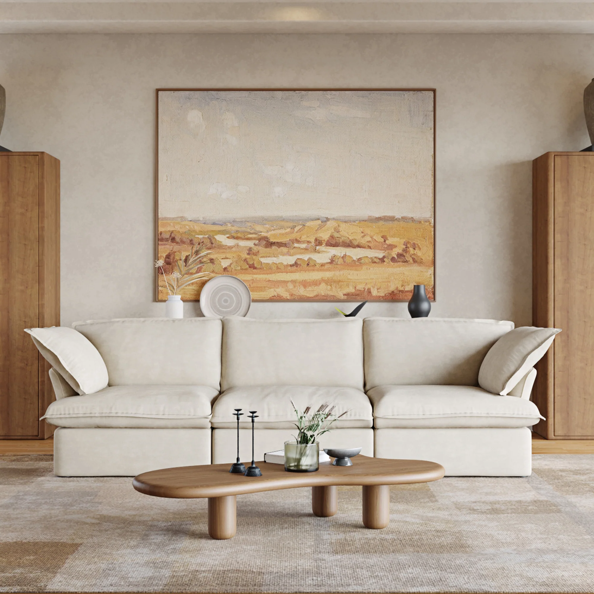 Sabi Modular Boucle Cloud Sofa - Beige - 3-Seater Sofa - Image 2