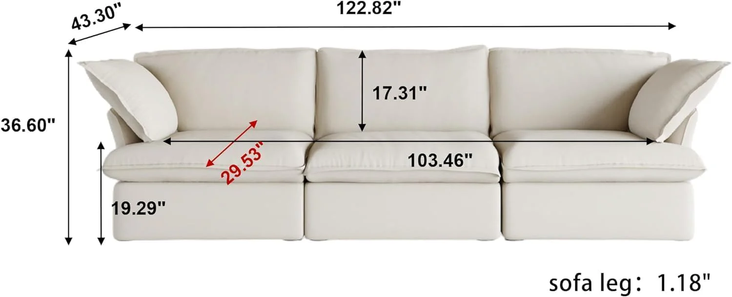 Sabi Modular Boucle Cloud Sofa - Beige - 3-Seater Sofa - Image 5
