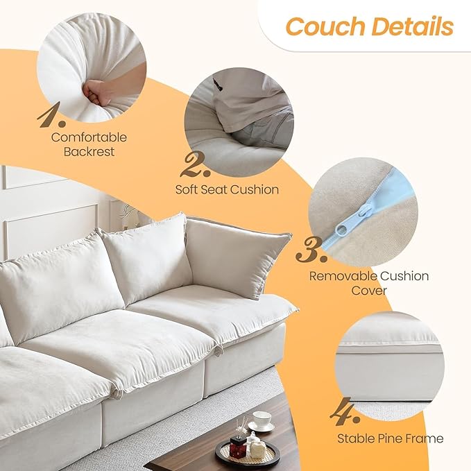 Sabi Modular Boucle Cloud Sofa - Beige - 4-Seater Sofa - Image 2