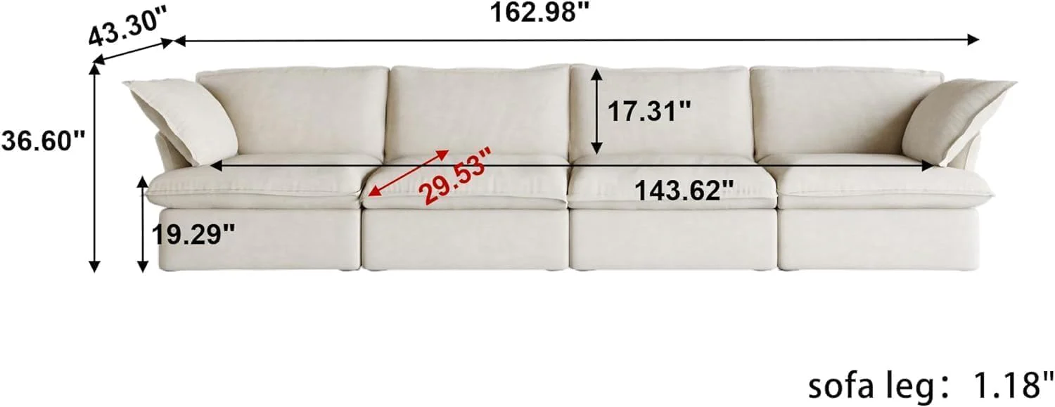 Sabi Modular Boucle Cloud Sofa - Beige - 4-Seater Sofa - Image 5