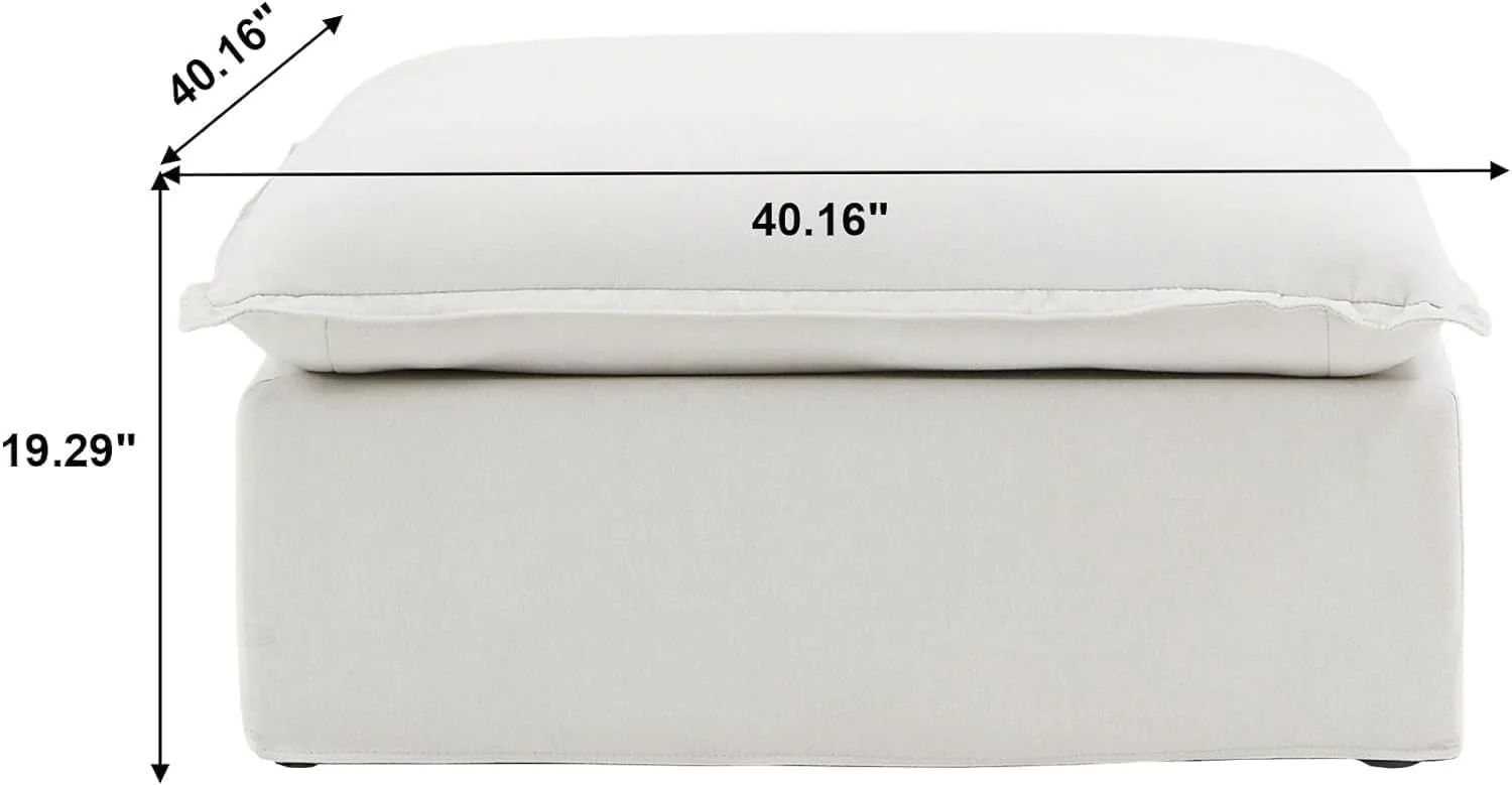 Sabi Modular Boucle Cloud Sofa - Beige - Single Ottoman - Image 7