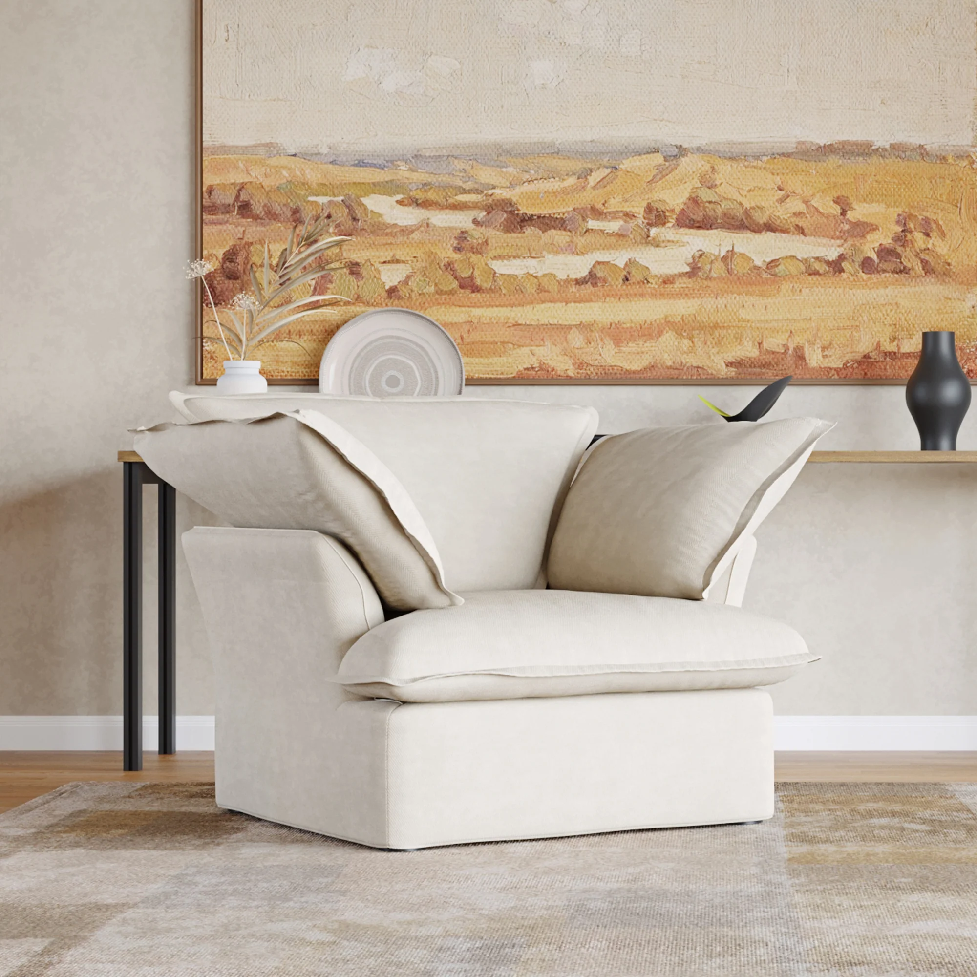 Sabi Modular Boucle Cloud Sofa- Beige - Single Seater Sofa - Image 2