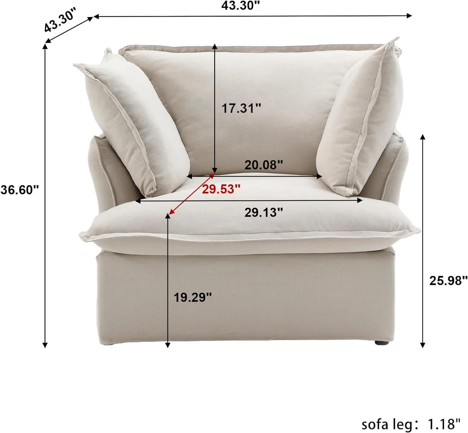 Sabi Modular Boucle Cloud Sofa- Beige - Single Seater Sofa - Image 5