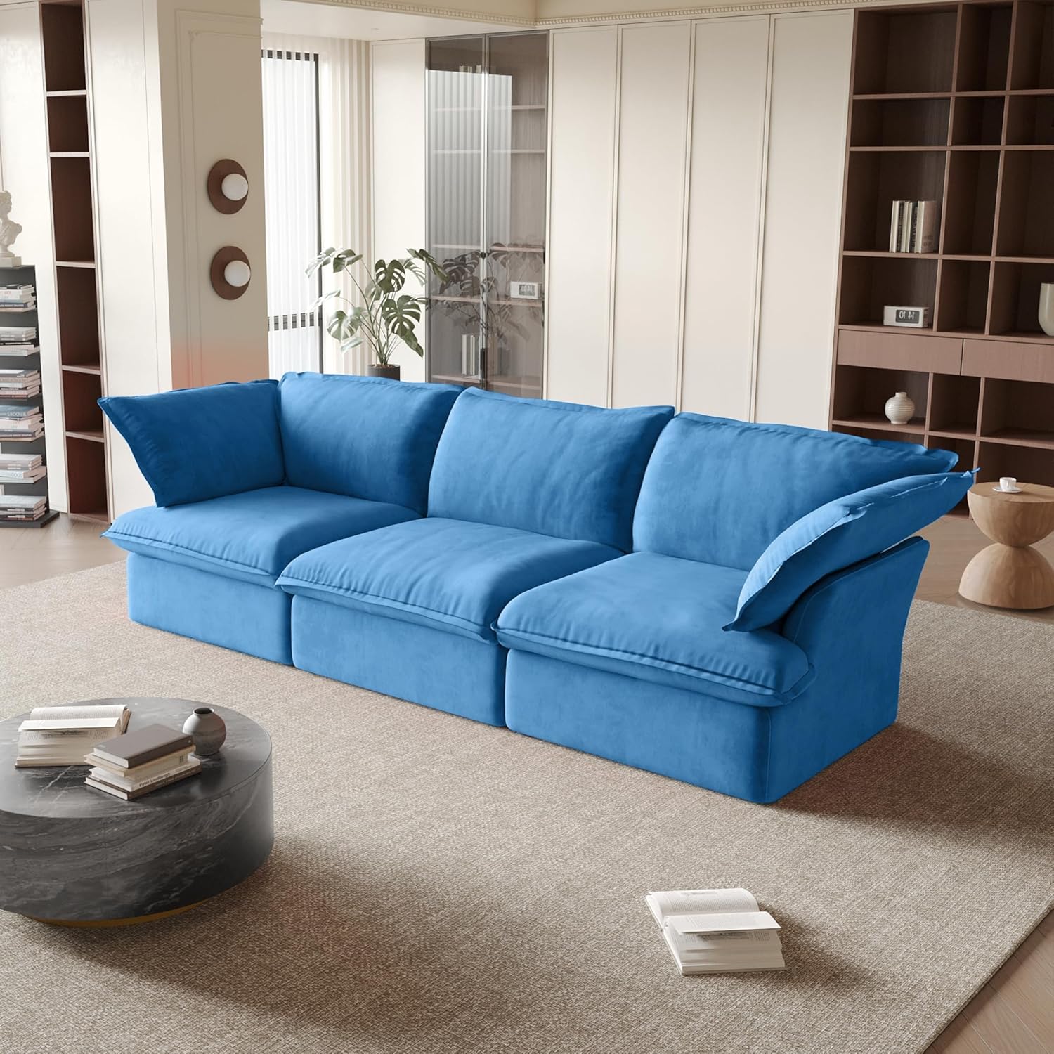 Sabi Modular Boucle Cloud Sofa - Blue - 3-Seater Sofa