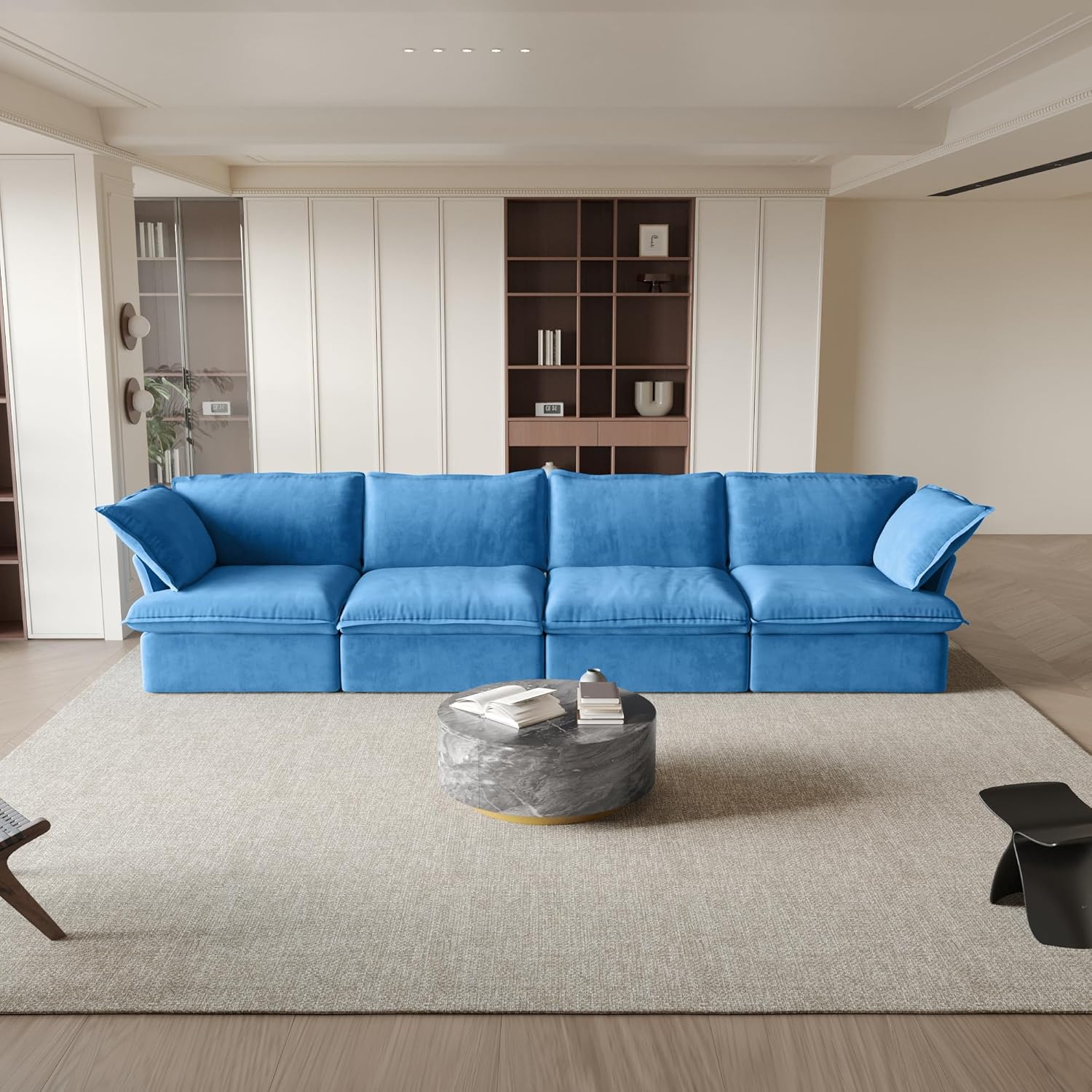 Sabi Modular Boucle Cloud Sofa - Blue - 4-Seater Sofa