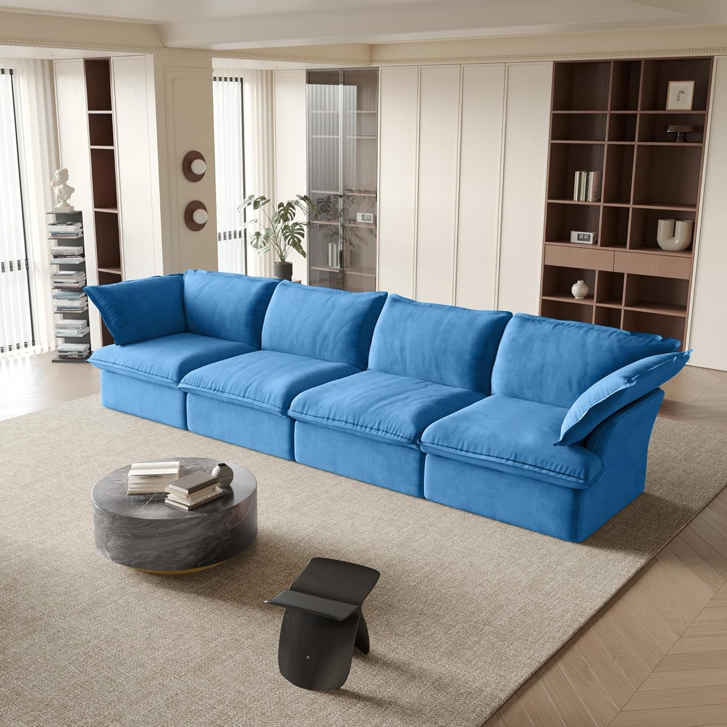 Sabi Modular Boucle Cloud Sofa - Blue - 4-Seater Sofa - Image 2