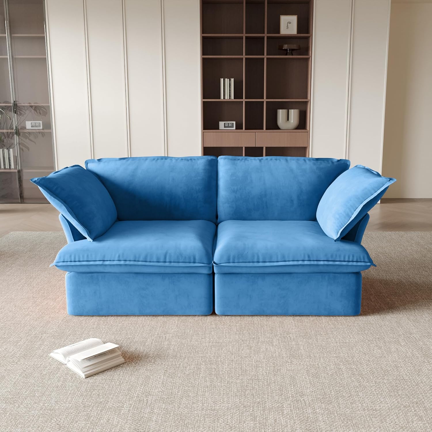 Sabi Modular Boucle Cloud Sofa - Blue - Single Seater Sofa - Image 2