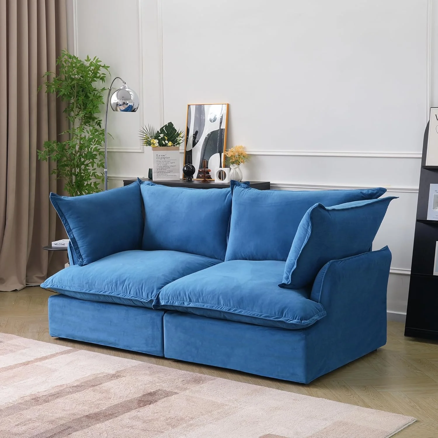 Sabi Modular Boucle Cloud Sofa - Blue - Single Seater Sofa - Image 3