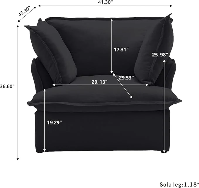 Sabi Modular Boucle Cloud Sofa - Green - Single Seater Sofa with Ottoman - Image 5