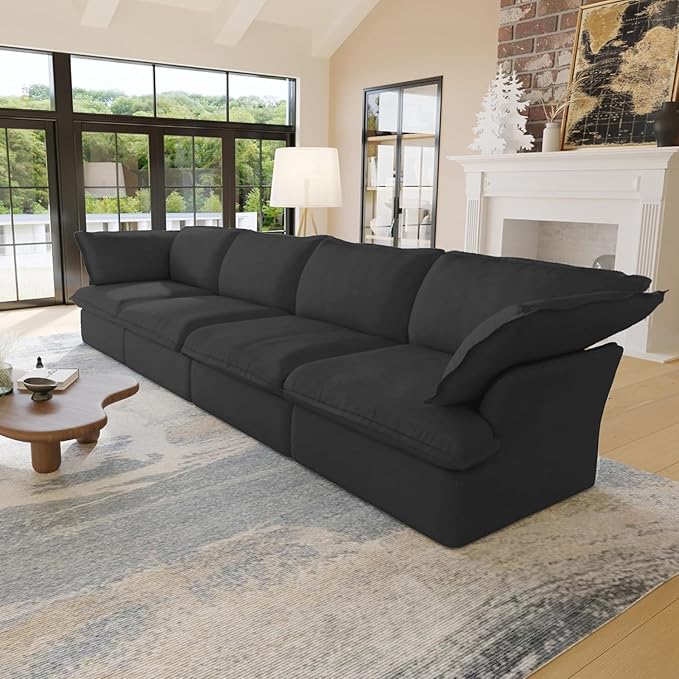 Sabi Modular Boucle Cloud Sofa - Obsidian Black - 4-Seater Sofa - Image 5