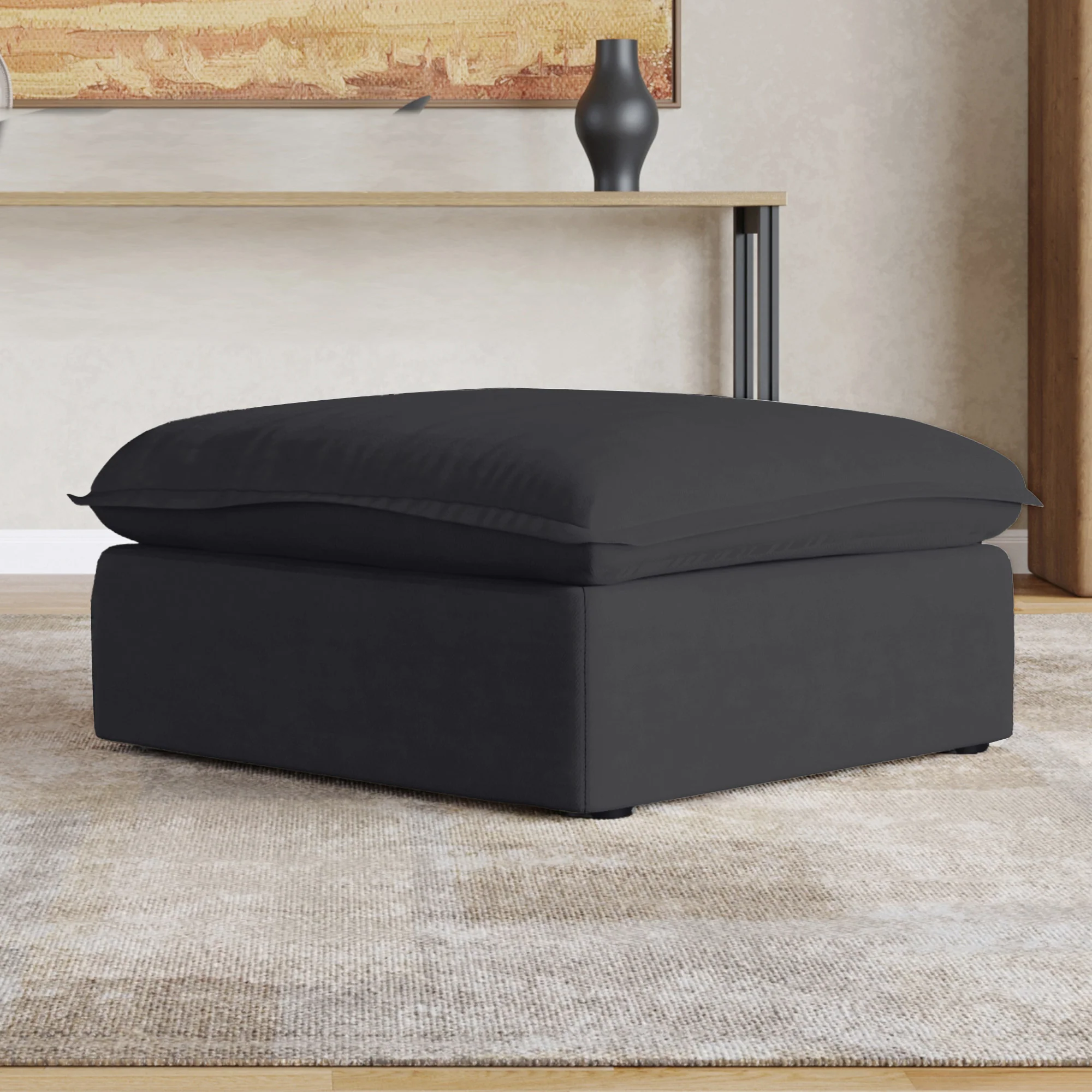Sabi Modular Boucle Cloud Sofa - Obsidian Black - Single Ottoman - Image 2
