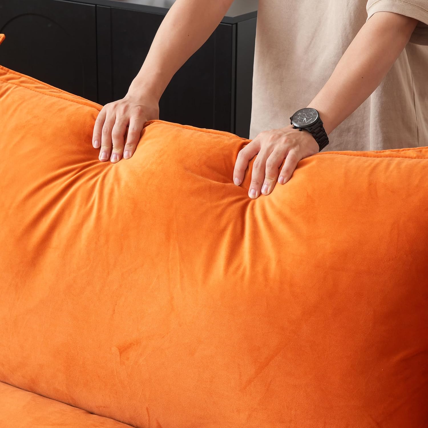 Sabi Modular Boucle Cloud Sofa - Orange - 3-Seater Sofa - Image 7