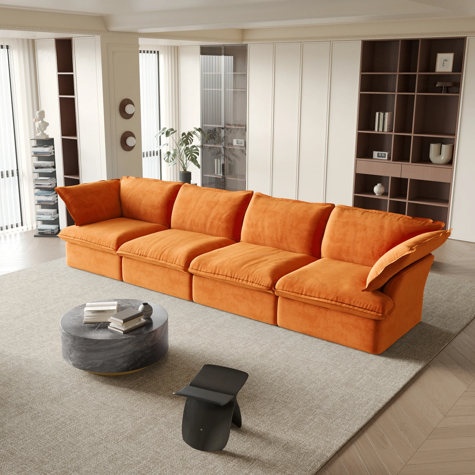 Sabi Modular Boucle Cloud Sofa - Orange - 4-Seater Sofa - Image 2