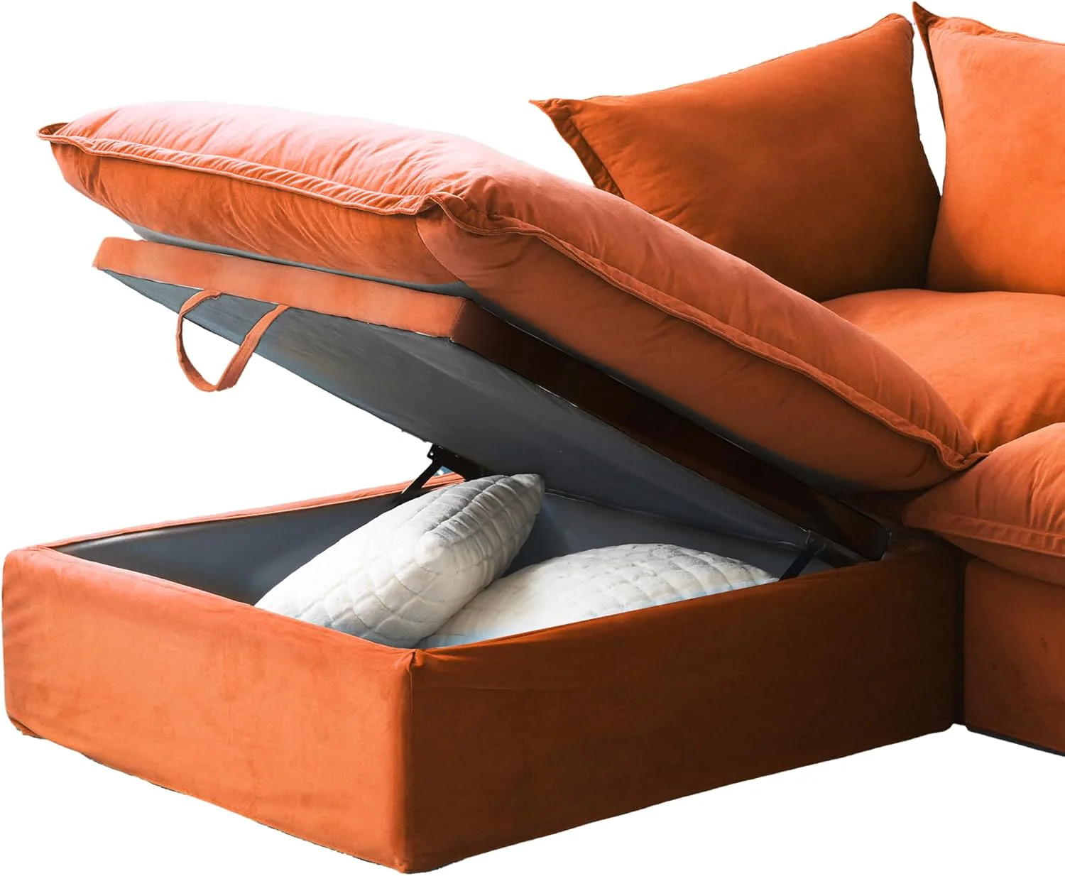 Sabi Modular Boucle Cloud Sofa - Orange - Single Ottoman - Image 2