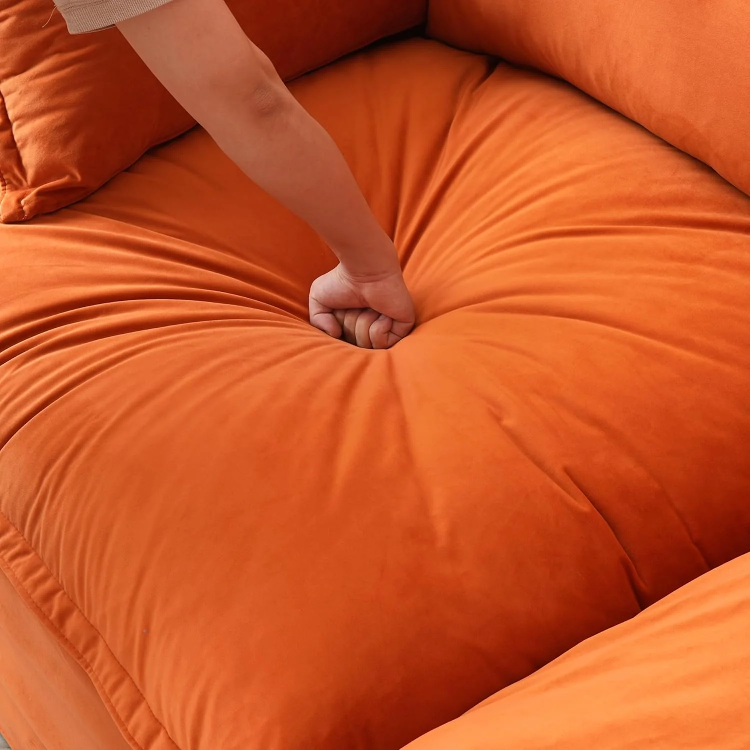 Sabi Modular Boucle Cloud Sofa - Orange - Single Ottoman - Image 3