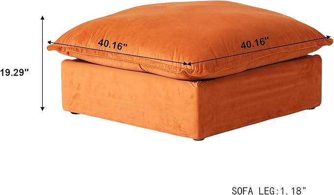 Sabi Modular Boucle Cloud Sofa - Orange - Single Ottoman - Image 9
