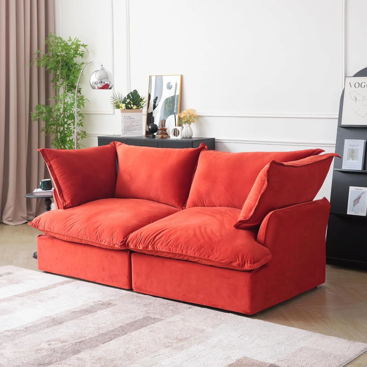 Sabi Modular Boucle Cloud Sofa - Red - 2-Seater Sofa