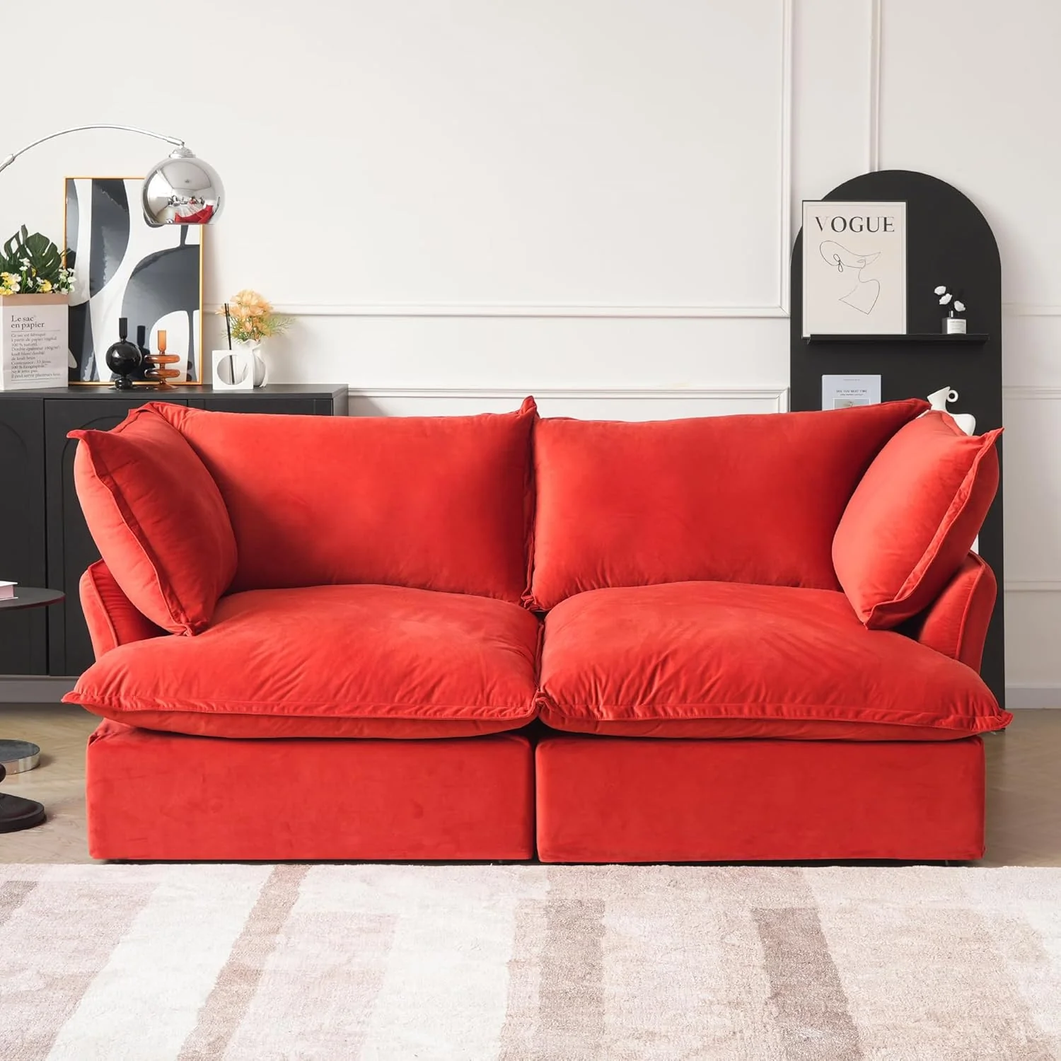 Sabi Modular Boucle Cloud Sofa - Red - 2-Seater Sofa - Image 2
