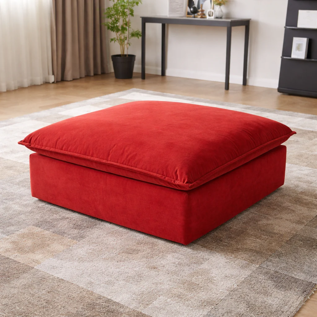 Sabi Modular Boucle Cloud Sofa - Red - Single Ottoman
