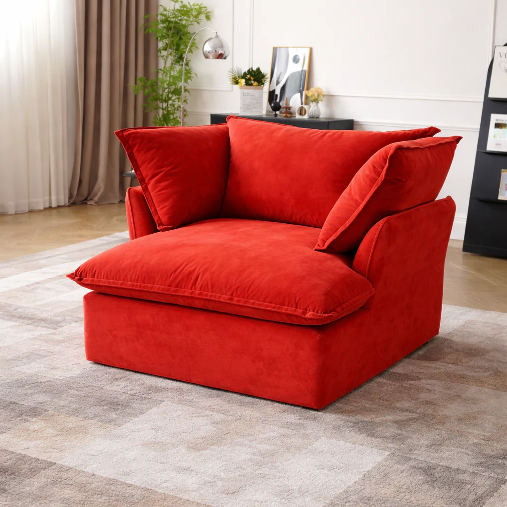 Sabi Modular Boucle Cloud Sofa - Red - Single Seater Sofa