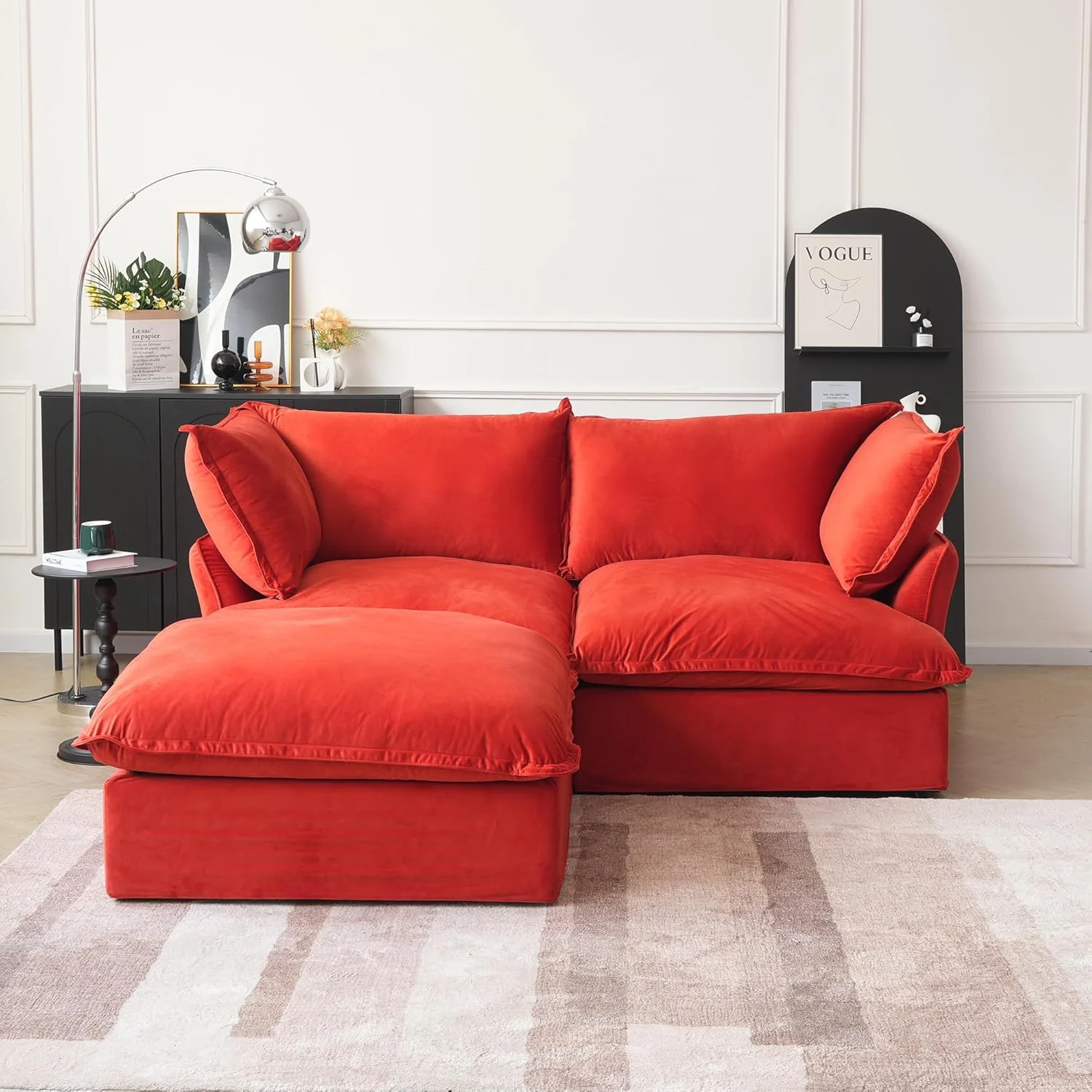 Sabi Modular Boucle Cloud Sofa - Red - Single Seater Sofa - Image 2