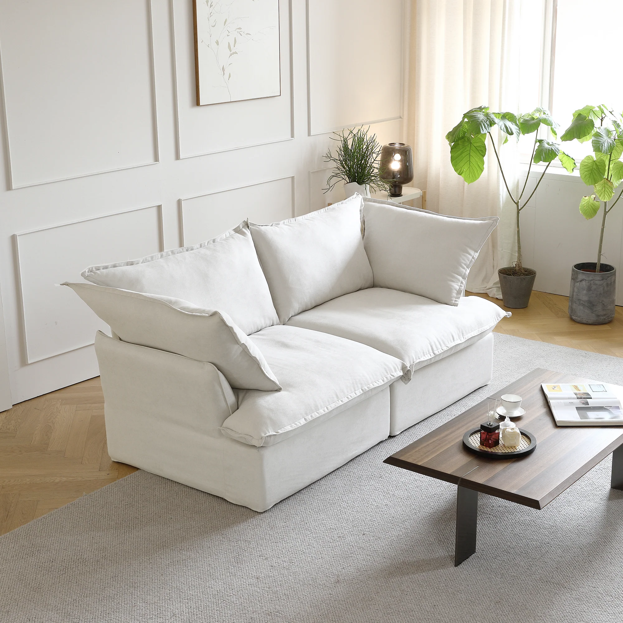 Sabi Modular Boucle Cloud Sofa - Snow White - 2-Seater Sofa