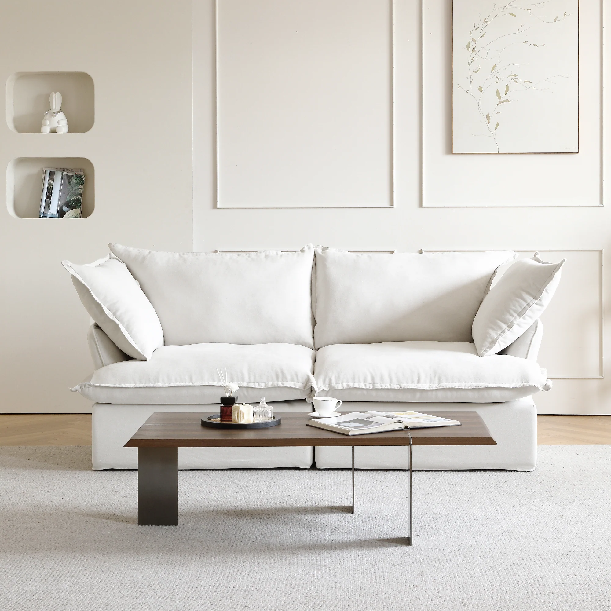Sabi Modular Boucle Cloud Sofa - Snow White - 2-Seater Sofa - Image 2